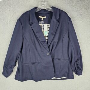 41 Hawthorn Blazer Jacket Womens 2X Navy Stitch Fix Benson Ruched Sleeve SF7008P